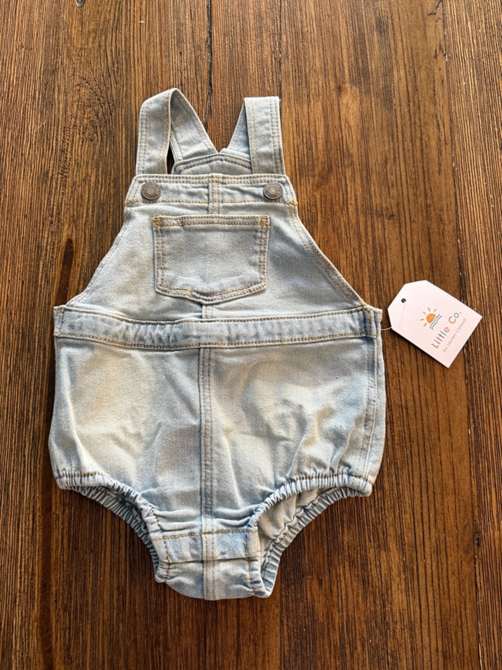 Little Co. Light Blue Denim Baby Overalls Romper